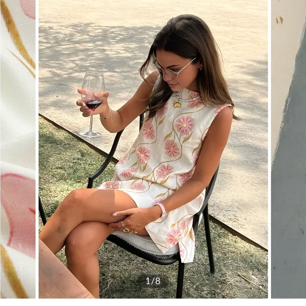 Commense Pink and White Floral Mini Dress Never Worn - Picture 2 of 6